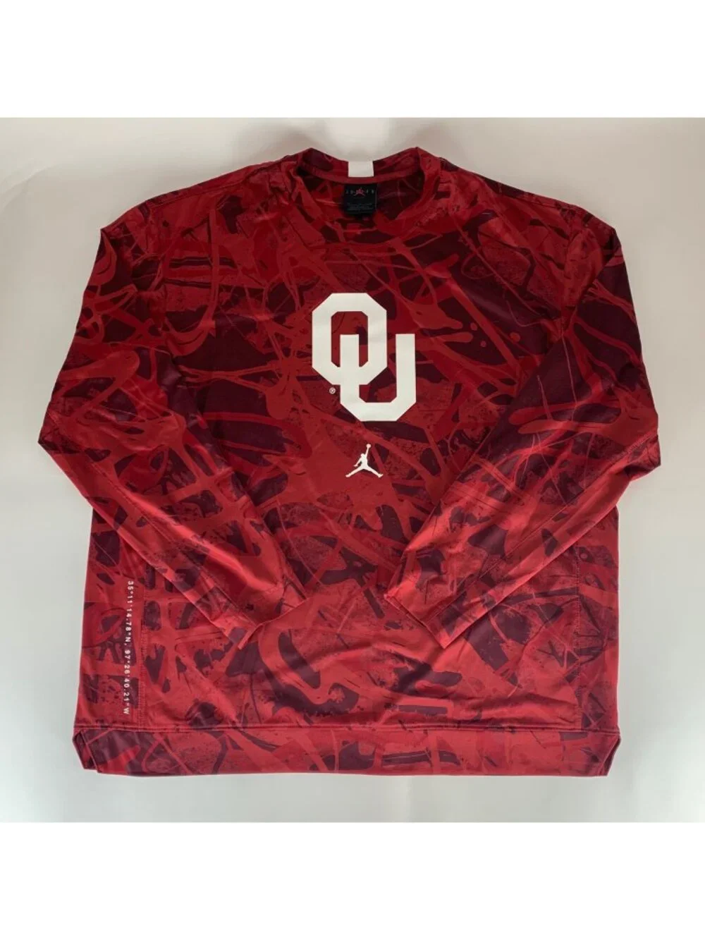 Oklahoma Sooners NCAA Red Jordan Brand Long Sleeve Athletic Shirt Mens Large